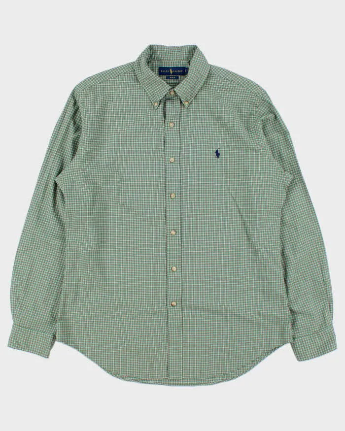 Vintage Ralph Lauren Grid Check Slim Fit Long Sleeve Shirt - L sold by Rokit