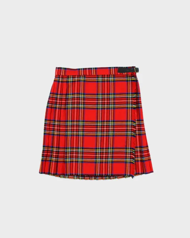 Vintage 1970s Teachers Pet Union Made Wool Blend Tartan Women's Pleated Wrap Skirt - S sold by Rokit