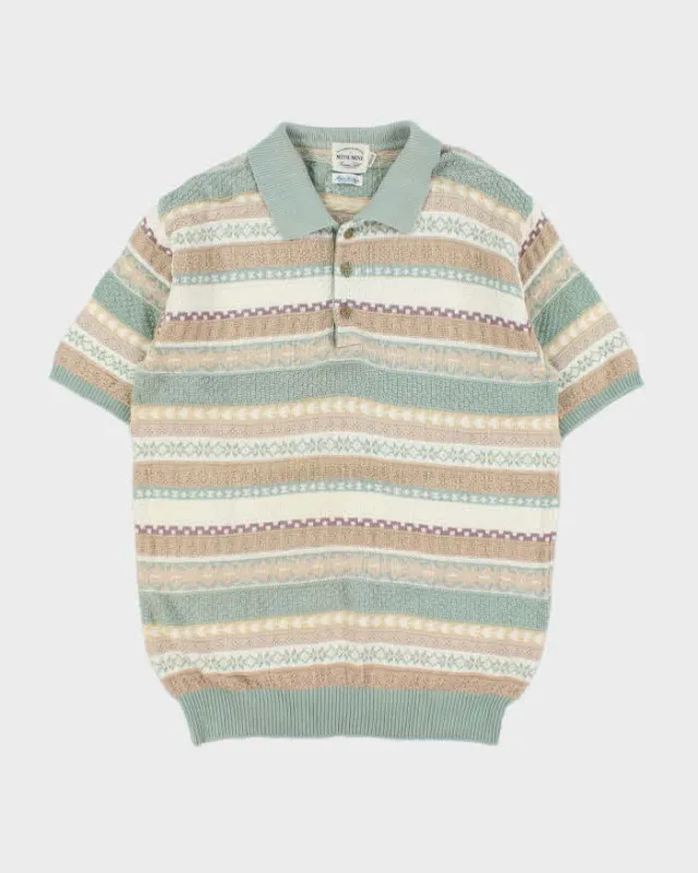 Vintage 1990s Mitsumine Japan Striped Short Sleeve Knit Polo Shirt - M made by Rokit
