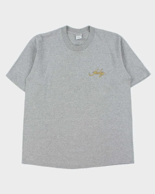 Vintage 1990s Hurley Surf Made In USA Marl Grey Single Stitch Crewneck T-Shirt - L made by Rokit