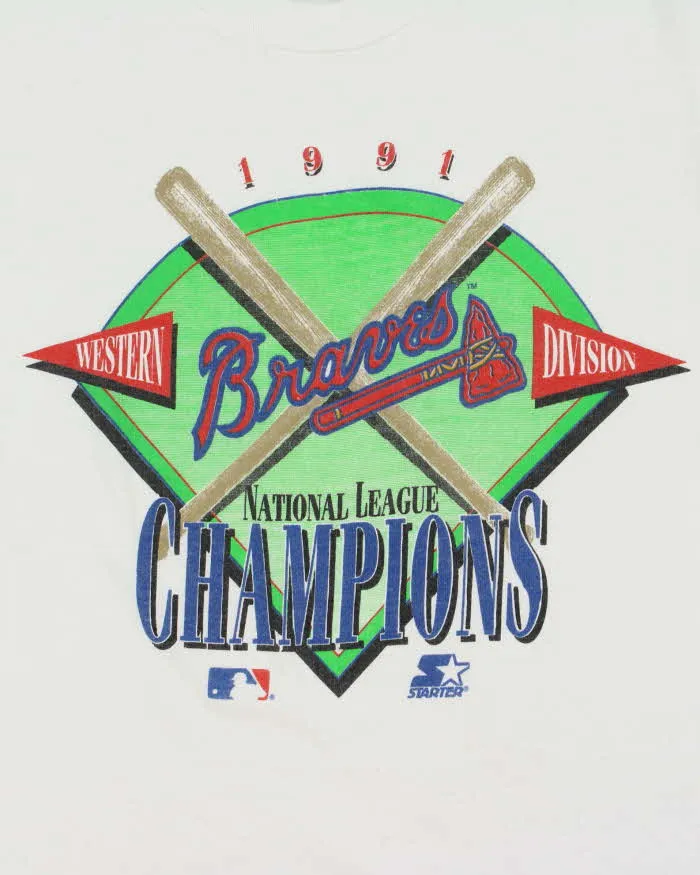 Vintage 1991 Atlanta Braves MLB National Champions Made In USA Single Stitch Crewneck T-Shirt - S sold by Rokit product image thumbnail 4