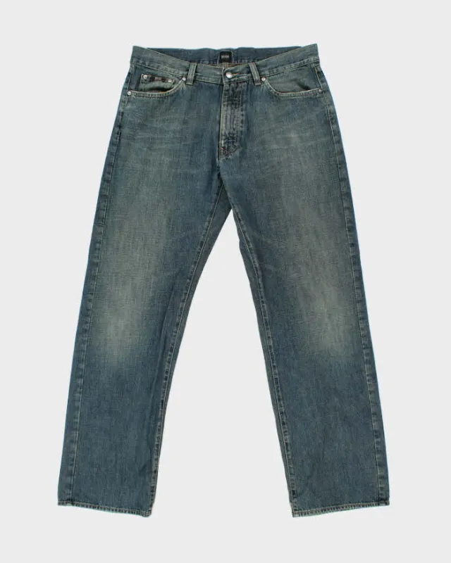 Vintage Y2K 00s Hugo Boss Texas Mud Wash Wide Leg Denim Jeans - W36 L32 sold by Rokit