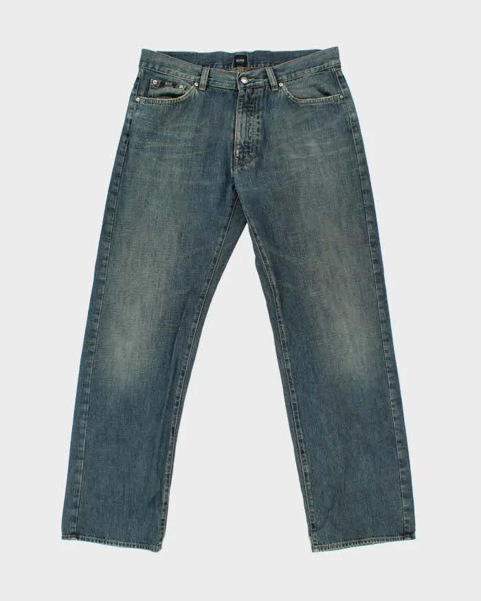 Vintage Y2K 00s Hugo Boss Texas Mud Wash Wide Leg Denim Jeans - W36 L32 sold by Rokit