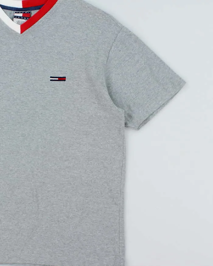 Vintage 1990s Tommy Hilfiger Embroidered Grey Marl V-Neck T-Shirt - M sold by Rokit product image thumbnail 3