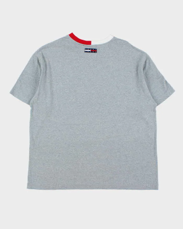 Vintage 1990s Tommy Hilfiger Embroidered Grey Marl V-Neck T-Shirt - M sold by Rokit product image thumbnail 2