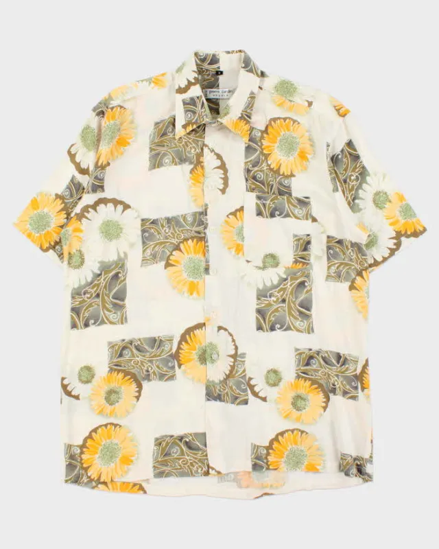 Vintage 1990s Pierre Cardin Espace Floral Linen Short Sleeve Shirt - L sold by Rokit