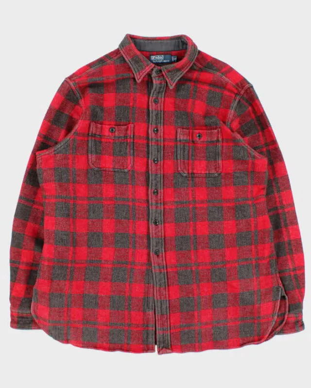 Vintage Y2K 00s Polo Ralph Lauren Heavyweight Plaid Long Sleeve Flannel Shirt - XXL made by Ralph Lauren