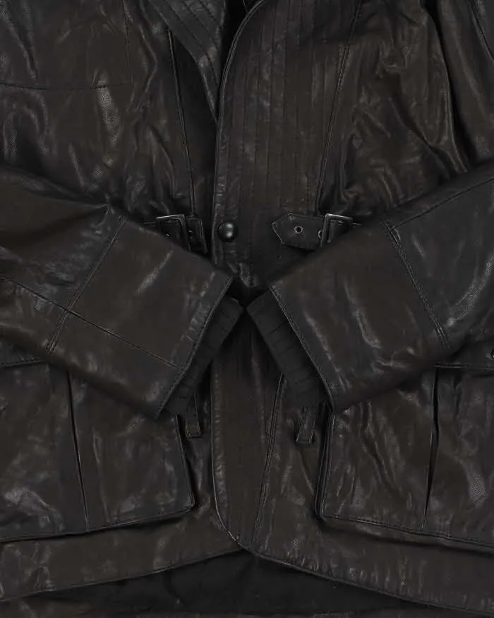 Vintage Diesel Liquid Space Cropped Oversize Hood Lamb Leather Jacket - M sold by Rokit product image thumbnail 4