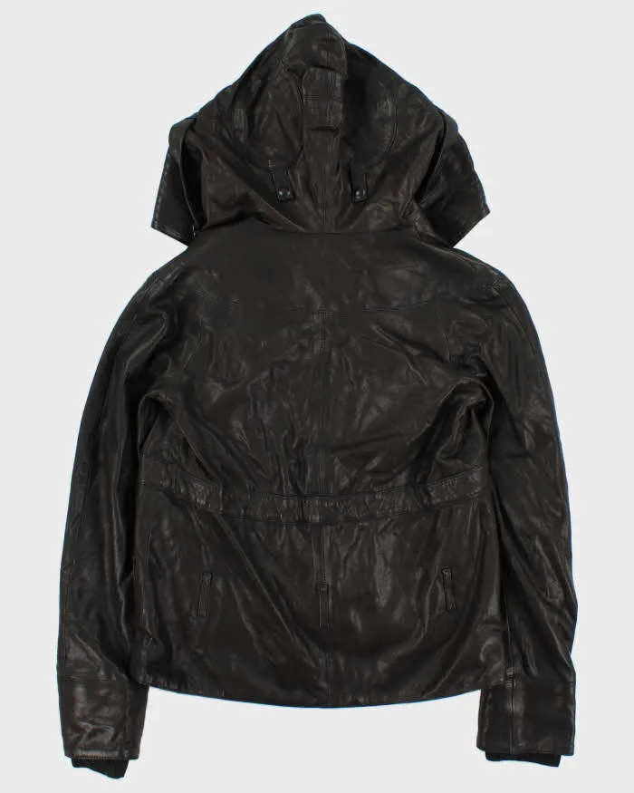 Vintage Diesel Liquid Space Cropped Oversize Hood Lamb Leather Jacket - M sold by Rokit product image thumbnail 2