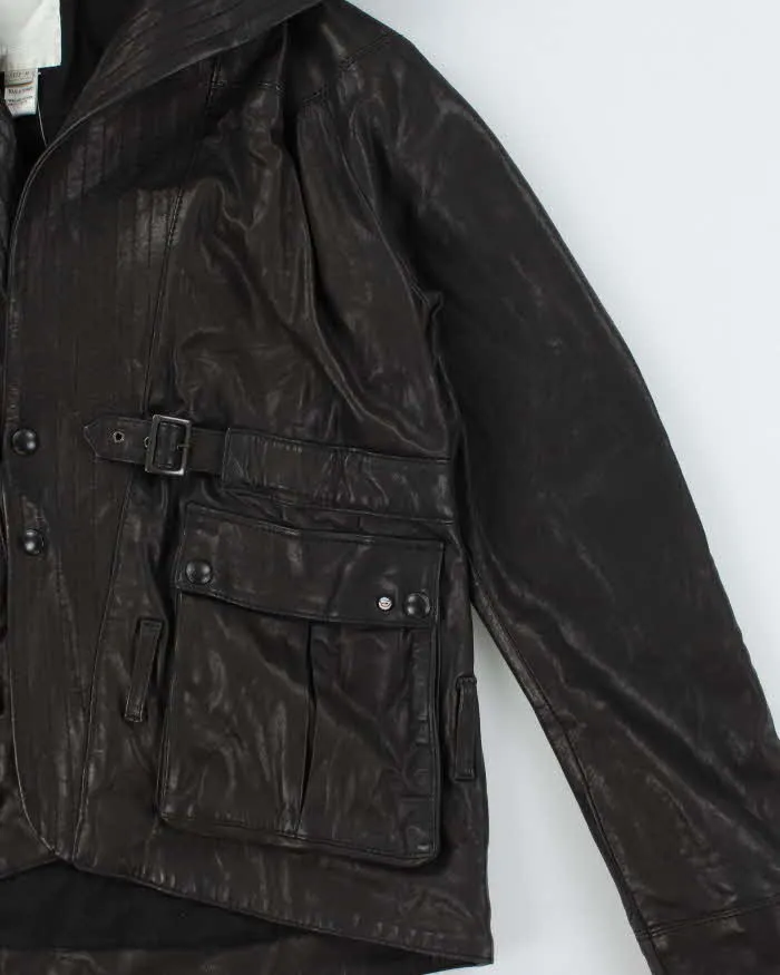 Vintage Diesel Liquid Space Cropped Oversize Hood Lamb Leather Jacket - M sold by Rokit product image thumbnail 3