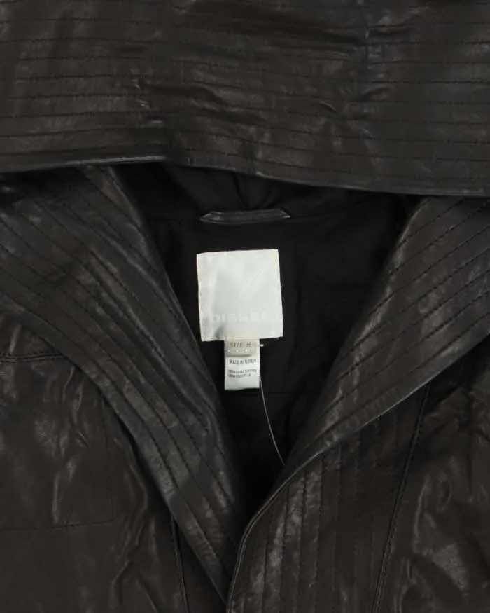 Vintage Diesel Liquid Space Cropped Oversize Hood Lamb Leather Jacket - M sold by Rokit product image thumbnail 5