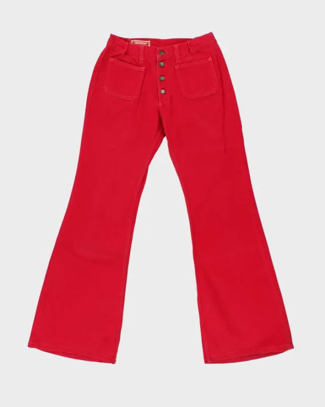 Vintage 1970s Spencer New York Women's Dark Hot Pink Denim Flared Jeans - W27 L32 sold by Rokit