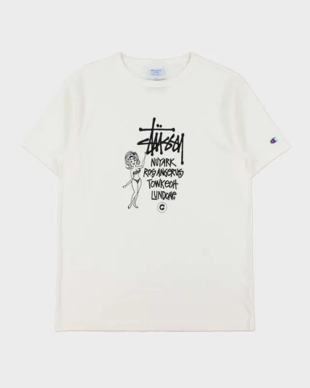 SP2015 Stussy x Champion World Tour Heavyweight Crewneck T-Shirt - L made by Stussy