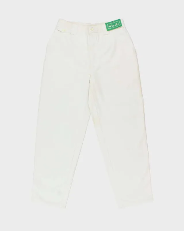 DSWT 1980s Benetton High Waisted Heavy Cotton Tube Trousers - W30 L30 made by United Colors Of Benetton