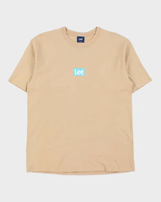 Vintage Lee Japan Box Logo Tan Heavyweight Crewneck T-Shirt - XL sold by Rokit