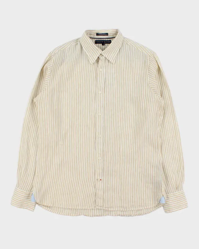 Vintage Y2K 00s Tommy Hilfiger Premium Linen Striped Long Sleeve Shirt - M made by Tommy Hilfiger