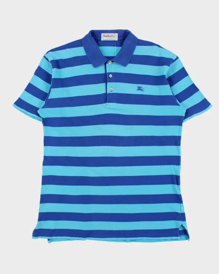 Vintage 1990s Burberry Striped Classic Short Sleeve Polo Shirt - L sold by Rokit