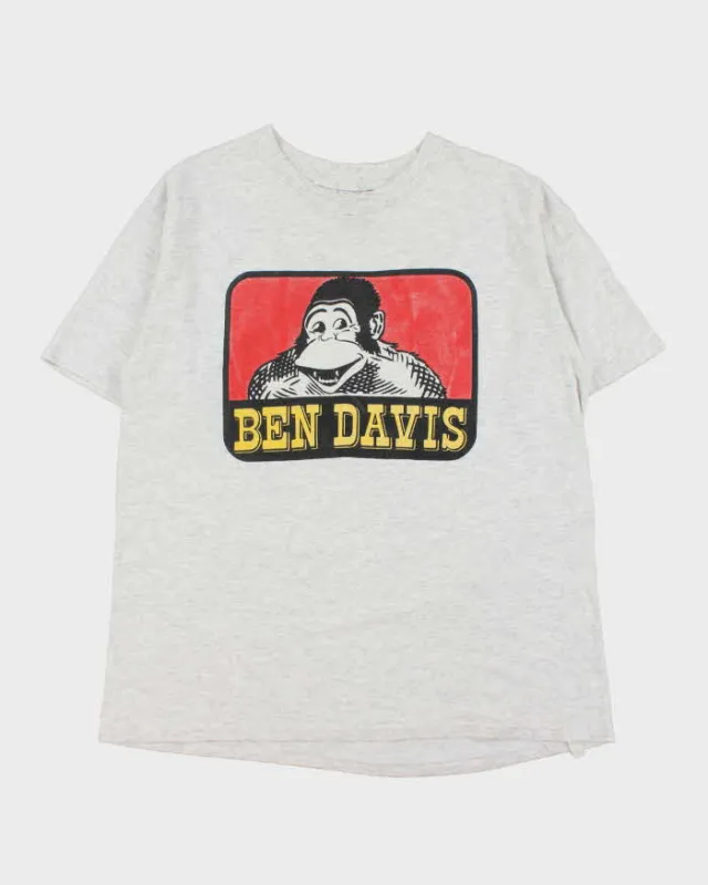 Vintage 1990s Oneita Power-T Made In USA Ben Davis Marl Grey Single Stitch Crewneck T-Shirt - L made by Rokit