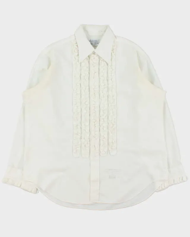 Vintage 1970s Arrow Formal Perma Press Paisley Ruffle Long Sleeve Tuxedo Shirt - L made by Arrow