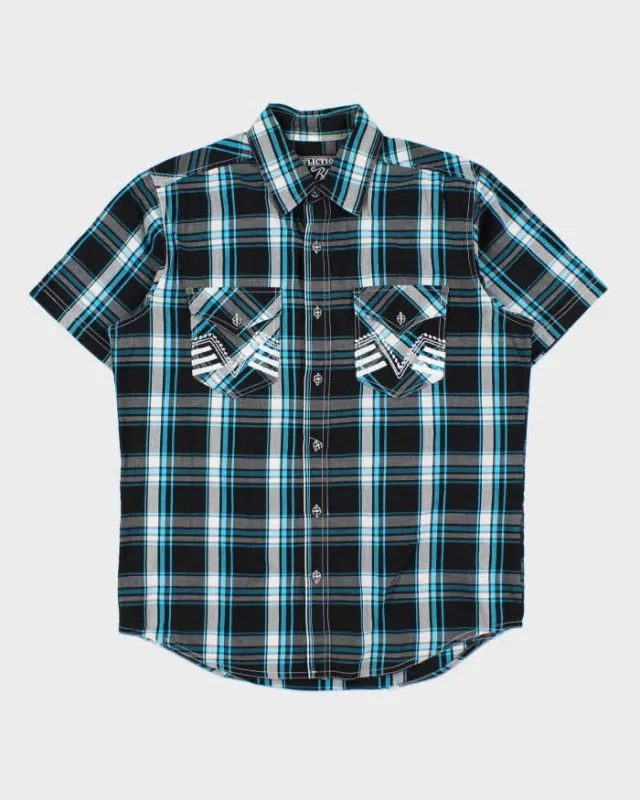 Vintage Y2K 00s Affliction Embroidered Plaid Short Sleeve Shirt - M made by Rokit
