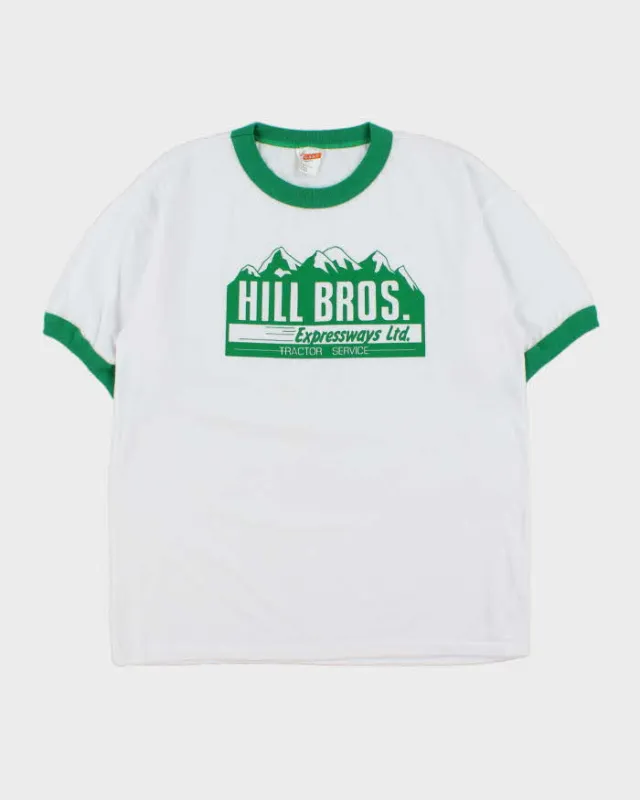 Vintage 1990s Hill Bros. Single Stitch Made In Canada Crewneck Ringer T-Shirt - M made by Rokit