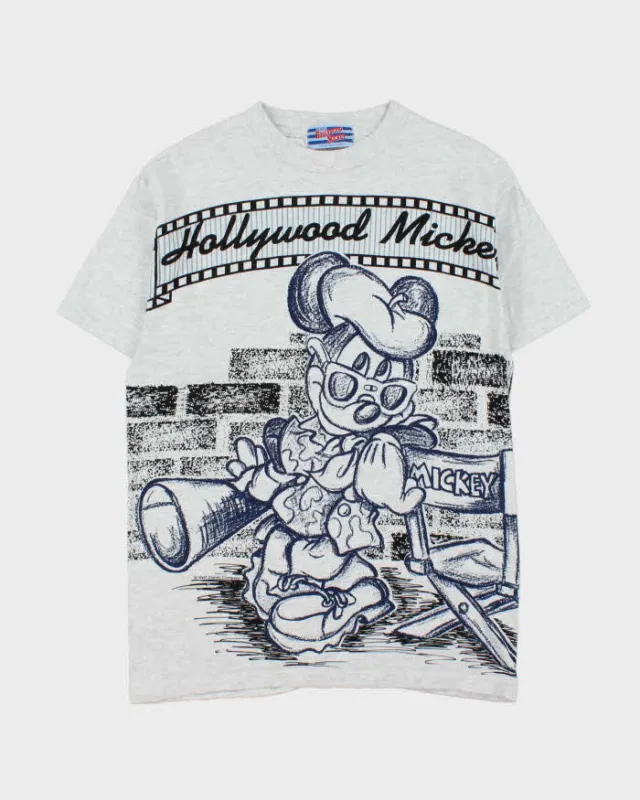 Vintage 1990s Disney 'Gems' Hollywood Mickey Marl Grey Single Stitch Crewneck T-Shirt - L sold by Rokit