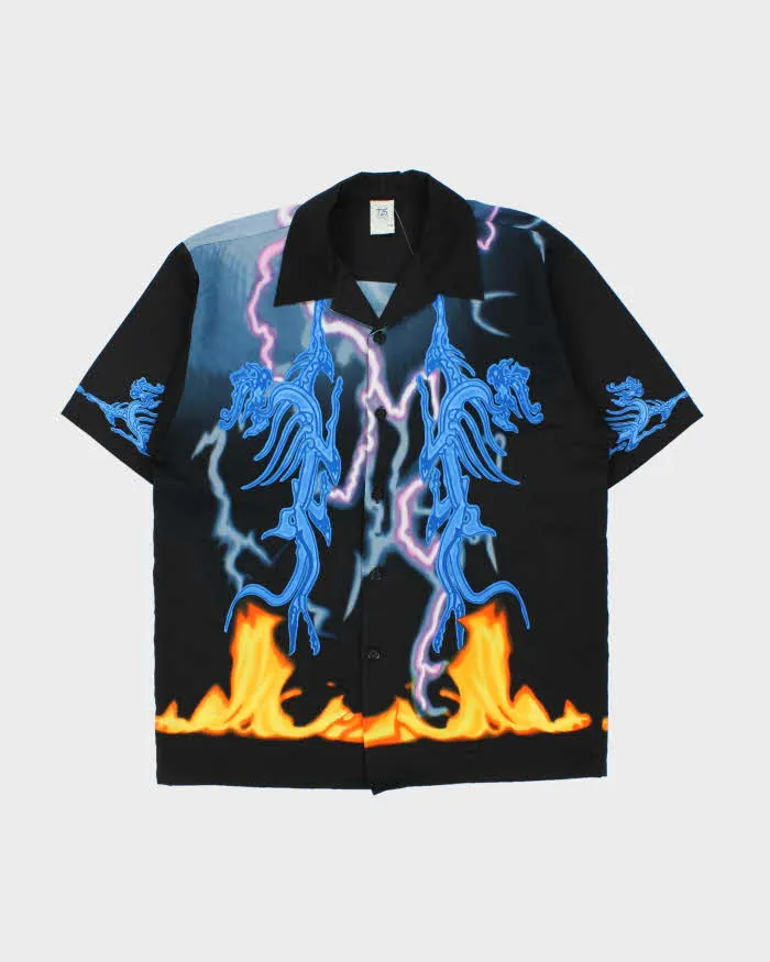 Vintage Y2K 00s 725 Originals Flame Short Sleeve Oversized Bowling Shirt - L sold by Rokit