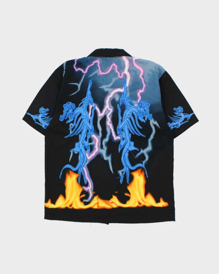 Vintage Y2K 00s 725 Originals Flame Short Sleeve Oversized Bowling Shirt - L sold by Rokit product image thumbnail 2