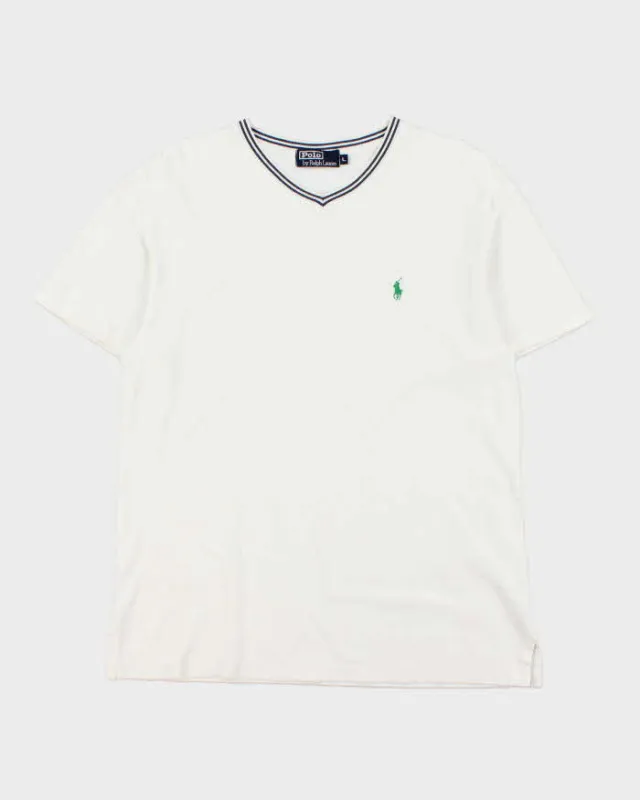 Vintage 1990s Polo Ralph Lauren V-Neck T-Shirt - L sold by Rokit