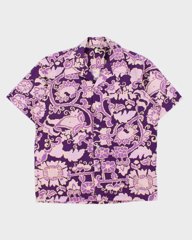 Vintage 1970s Made In USA Floral Hawaiian Aloha Shirt - L made by Rokit