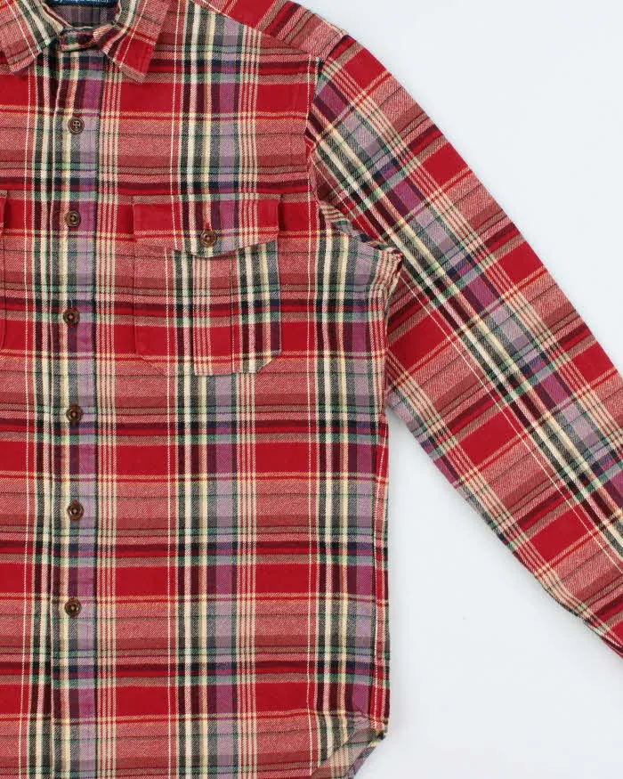 Vintage Y2K 00s Polo Ralph Lauren Heavyweight Plaid Suede Patch Long Sleeve Flannel Shirt - M sold by Rokit product image thumbnail 3