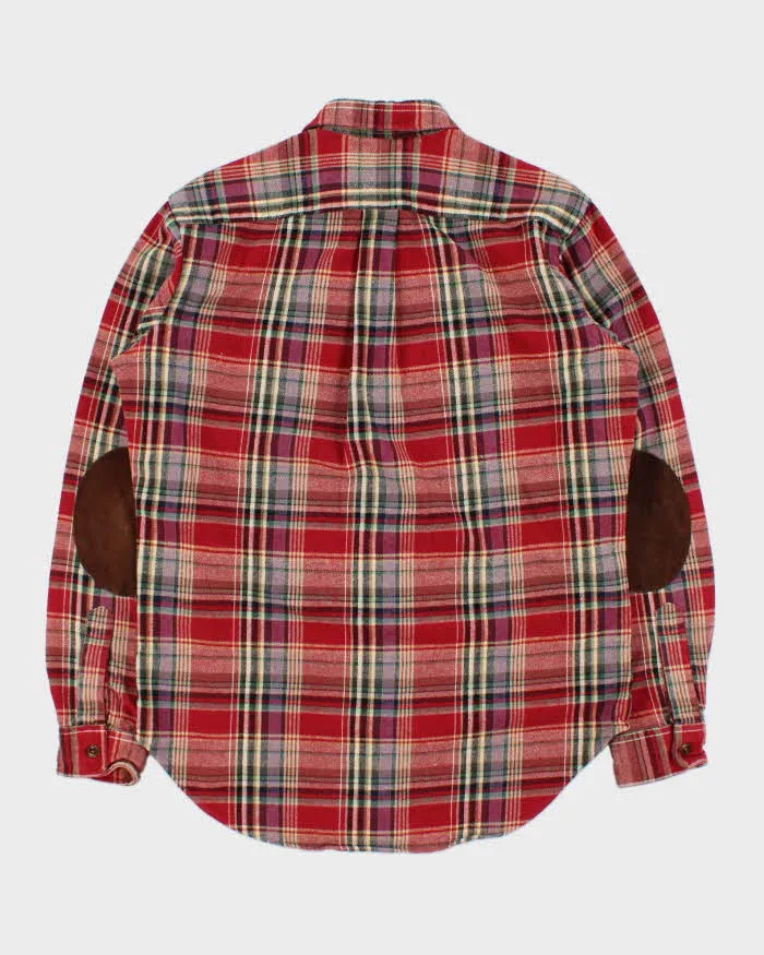 Vintage Y2K 00s Polo Ralph Lauren Heavyweight Plaid Suede Patch Long Sleeve Flannel Shirt - M sold by Rokit product image thumbnail 2