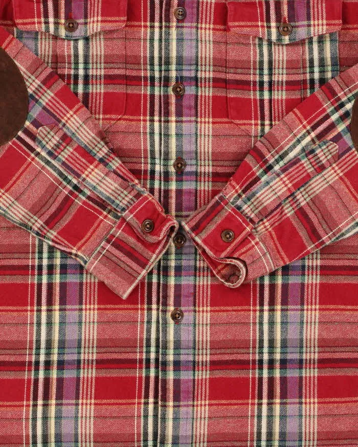 Vintage Y2K 00s Polo Ralph Lauren Heavyweight Plaid Suede Patch Long Sleeve Flannel Shirt - M sold by Rokit product image thumbnail 4