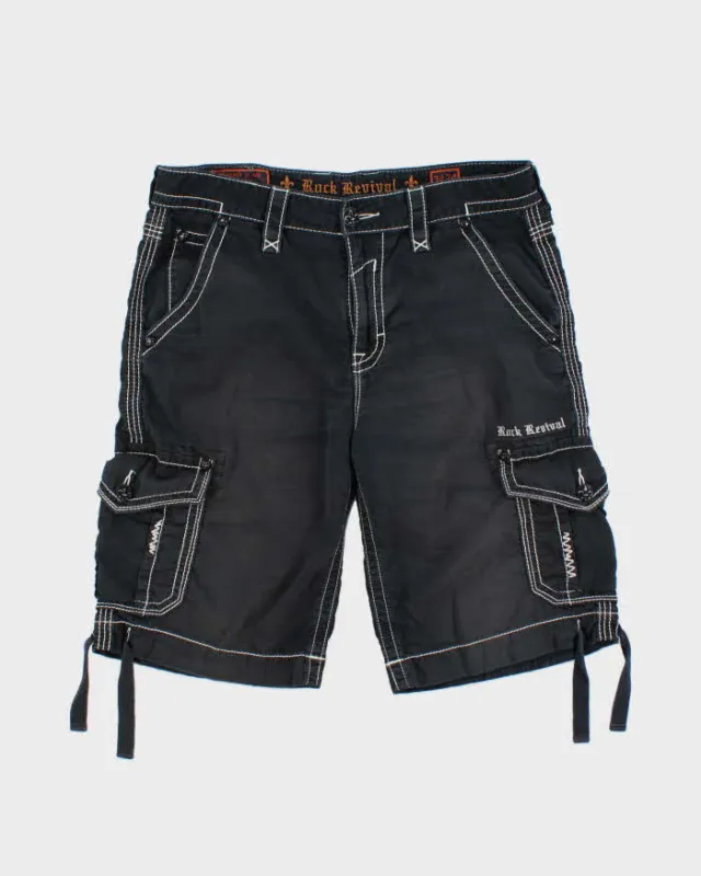 Vintage Y2K 00s Rock Revival Embroidered Contrast Stitch Cargo Shorts - W35 made by Rokit
