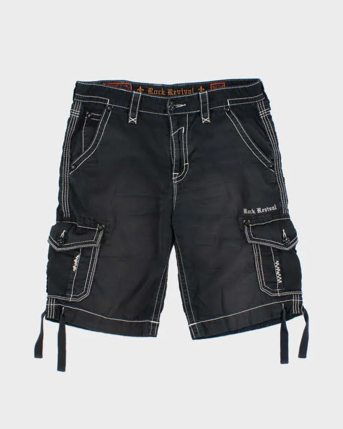 Vintage Y2K 00s Rock Revival Embroidered Contrast Stitch Cargo Shorts - W35 sold by Rokit