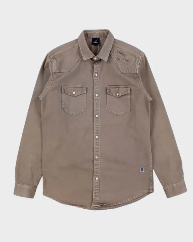 Vintage Y2K 00s G-Star Raw Khaki Denim Long Sleeve Western Shirt - M made by G-Star RAW