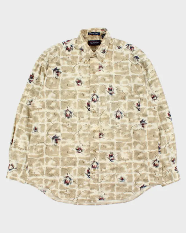 Vintage 1990s Gant Imperial Poplin Map Graphic Long Sleeve Shirt - M sold by Rokit
