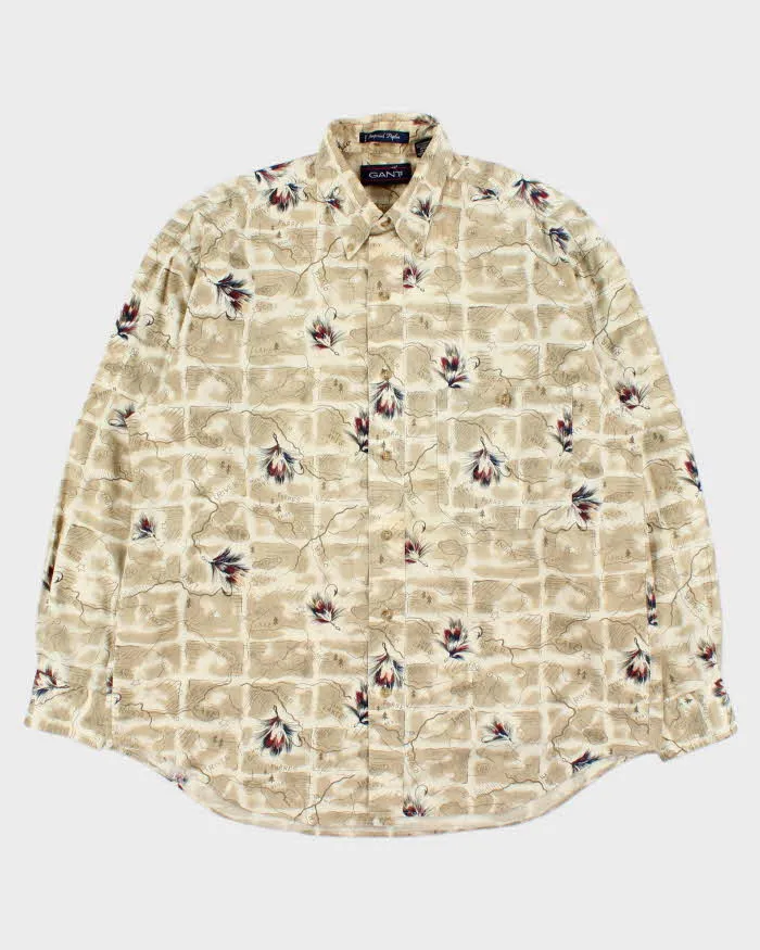 Vintage 1990s Gant Imperial Poplin Map Graphic Long Sleeve Shirt - M sold by Rokit