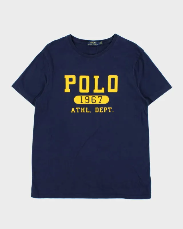 Vintage Polo Ralph Lauren Athl. Dept. Navy Crewneck T-Shirt - L sold by Rokit