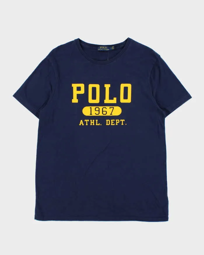Vintage Polo Ralph Lauren Athl. Dept. Navy Crewneck T-Shirt - L sold by Rokit