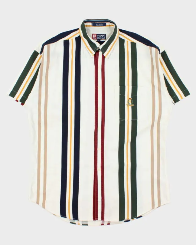 Vintage 1990s Chaps Ralph Lauren Striped Heavyweight Short Sleeve Shirt - L made by Ralph Lauren