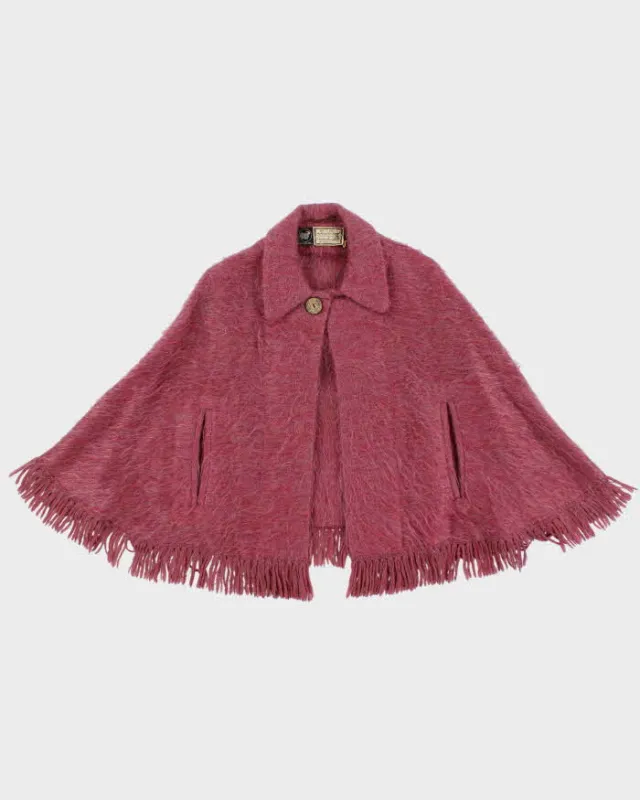 Vintage 1960s Andrew Stewart Scottish Mohair Wool Knit Women's Cape - M made by Rokit
