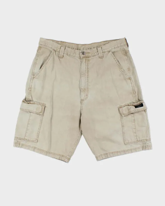 Vintage Y2K 00s Wrangler Desert Khaki Baggy Fit Denim Cargo Shorts - W36 made by Rokit