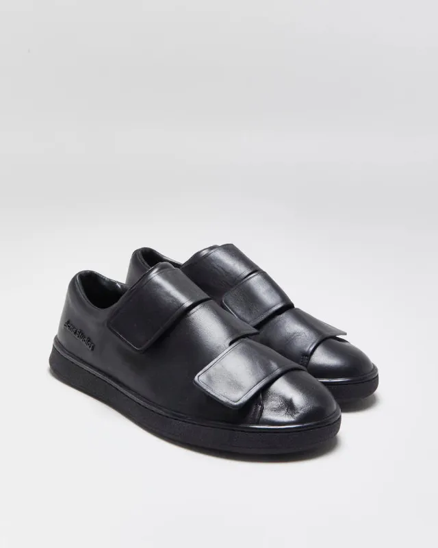 Acne Studios Triple Black Leather Low Velcro Trainers - UK6 made by Rokit
