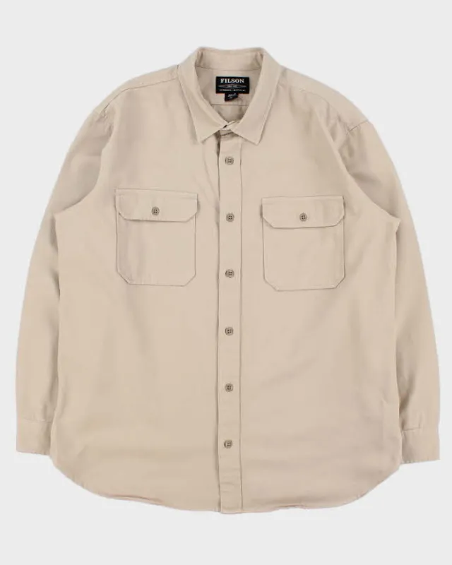 Vintage Filson 'Twine' Heavyweight Cream Khaki Canvas Long Sleeve Shirt - XL sold by Rokit