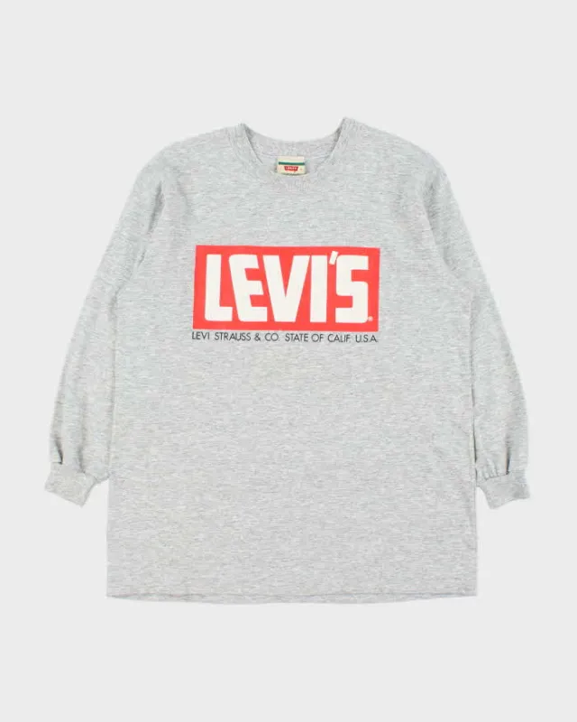 Vintage 1993 Levi's Grey Marl Big Logo Long Sleeve T-Shirt - L made by Levi's