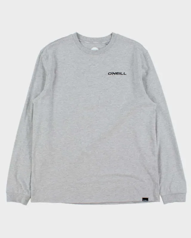 Vintage O'Neill Embroidered Marl Grey Long Sleeve T-Shirt - L made by Rokit