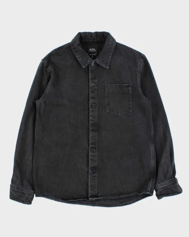 Vintage A.P.C Heavyweight Charcoal Stonewash Denim Long Sleeve Shirt - M made by Rokit