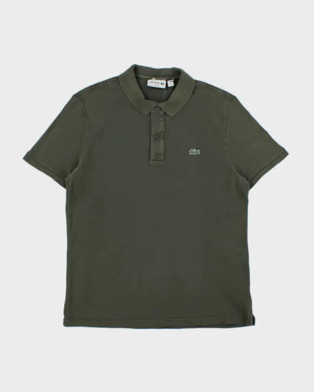 Vintage Lacoste Khaki Classic Croc Slim Fit Short Sleeve Polo Shirt - L sold by Rokit
