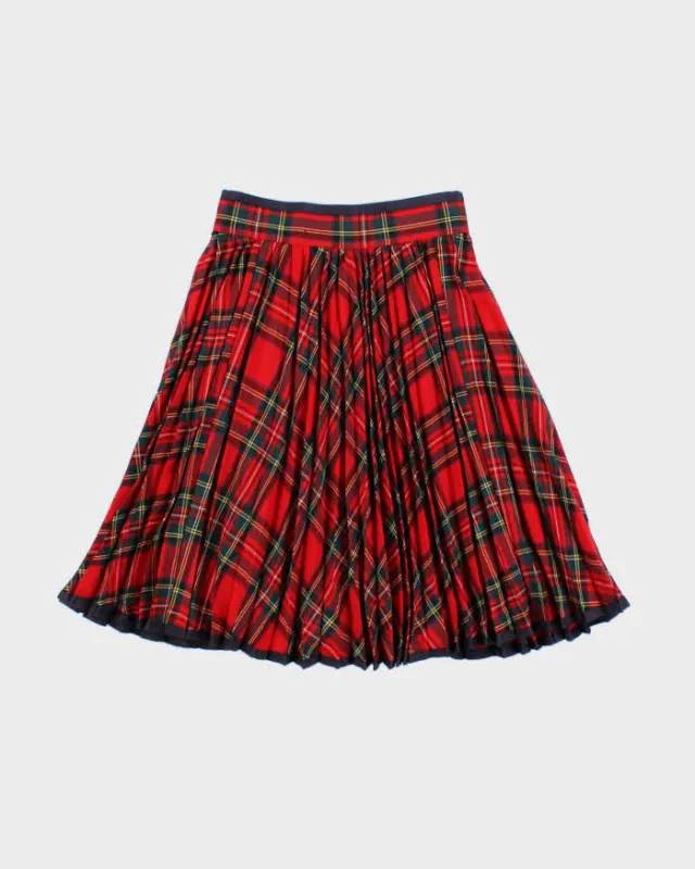 Vintage Kent Checked Micro Pleat Wool Skirt - XXS sold by Rokit